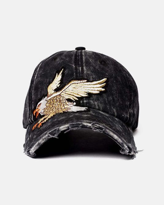 Gorra Mezclilla Negra Águila Parche